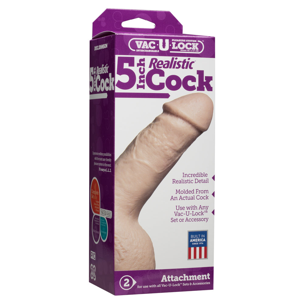 This 5-inch dong has a lifelike hand-painted phallic design for a realistic look & feel & is compatible with any Vac-U-Lock accessory for versatile strap-on play. Package.