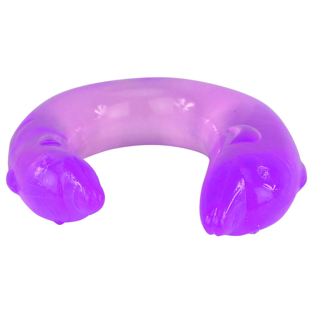 Double Dolphin - flexible U-shaped dildo has 2 differently sized dolphin heads w/ thin-to-thick noses & raised fins. (2)
