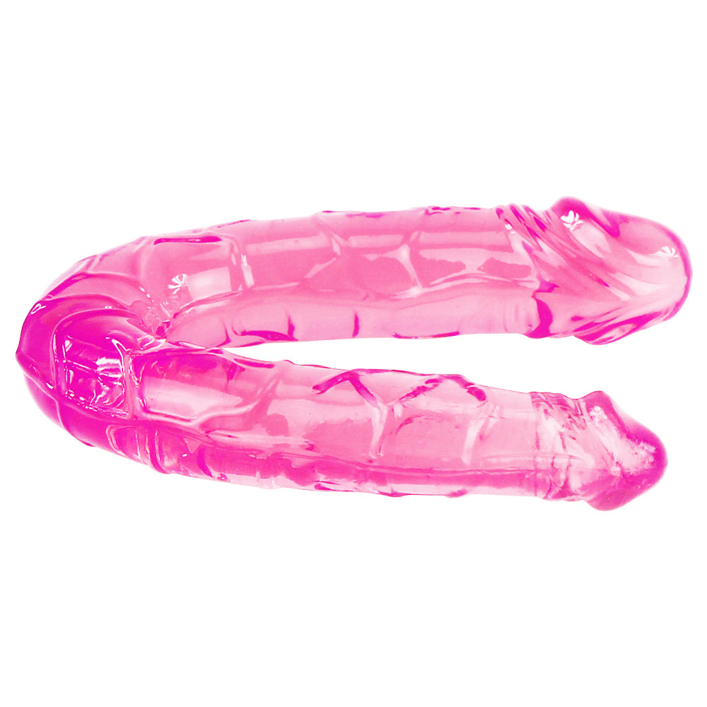  Double Dong - flexible horseshoe-shaped dildo is perfect for double penetration & has 2 differently sized ends. Pink