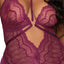 Dreamgirl Lace & Mesh Halter Cutout Chemise & G-String - Curvy has a scalloped V-neck w/ a strappy halter collar detail on top of a BDSM accessory-compatible metal O-ring for more ways to play. (2)