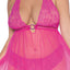  Dreamgirl Lace & Mesh T-Back Babydoll & G-String - Curvy has sheer stretch lace & transparent mesh details + a metal O-ring to attach bondage accessories to. (3)