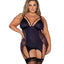 Dreamgirl Microfibre Mesh Dual Strap Garter Chemise & G-String - Curvy has dual bust + shoulder straps w/ sheer mesh at the sides & rear to display a delicious amount of skin & a pointed slit hem w/ garters. (6)