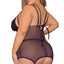 Dreamgirl Microfibre Mesh Dual Strap Garter Chemise & G-String - Curvy has dual bust + shoulder straps w/ sheer mesh at the sides & rear to display a delicious amount of skin & a pointed slit hem w/ garters. (2)