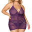  Dreamgirl Stretch Mesh Ruched Zip-Up Chemise & G-String - Curvy has a V-neck to show off your cleavage while the front & rear ruching hugs your curves.