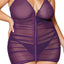  Dreamgirl Stretch Mesh Ruched Zip-Up Chemise & G-String - Curvy has a V-neck to show off your cleavage while the front & rear ruching hugs your curves. (3)