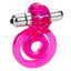 Dual Clit Flicker Vibrating Cockring - dual ring cockring w tongue and 3 speed bullet. Pink 2