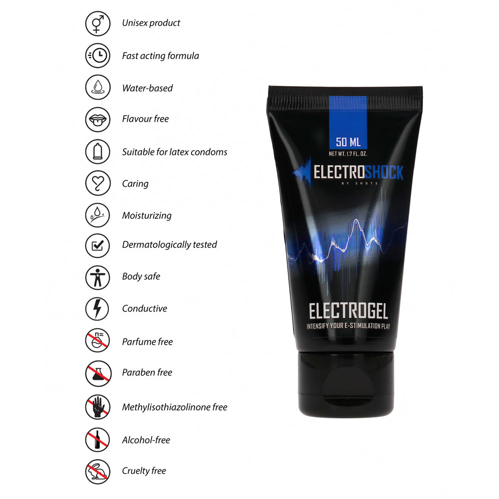  ElectroShock ElectroGel E-Stimulation Conductive Gel creates an electrically conductive layer on your skin/e-stimulation sex toy to amplify the sensations. Features.