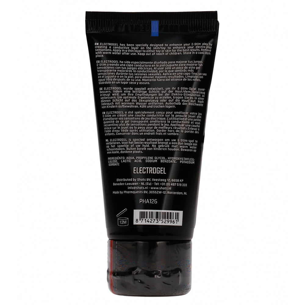  ElectroShock ElectroGel E-Stimulation Conductive Gel creates an electrically conductive layer on your skin/e-stimulation sex toy to amplify the sensations. Package info.