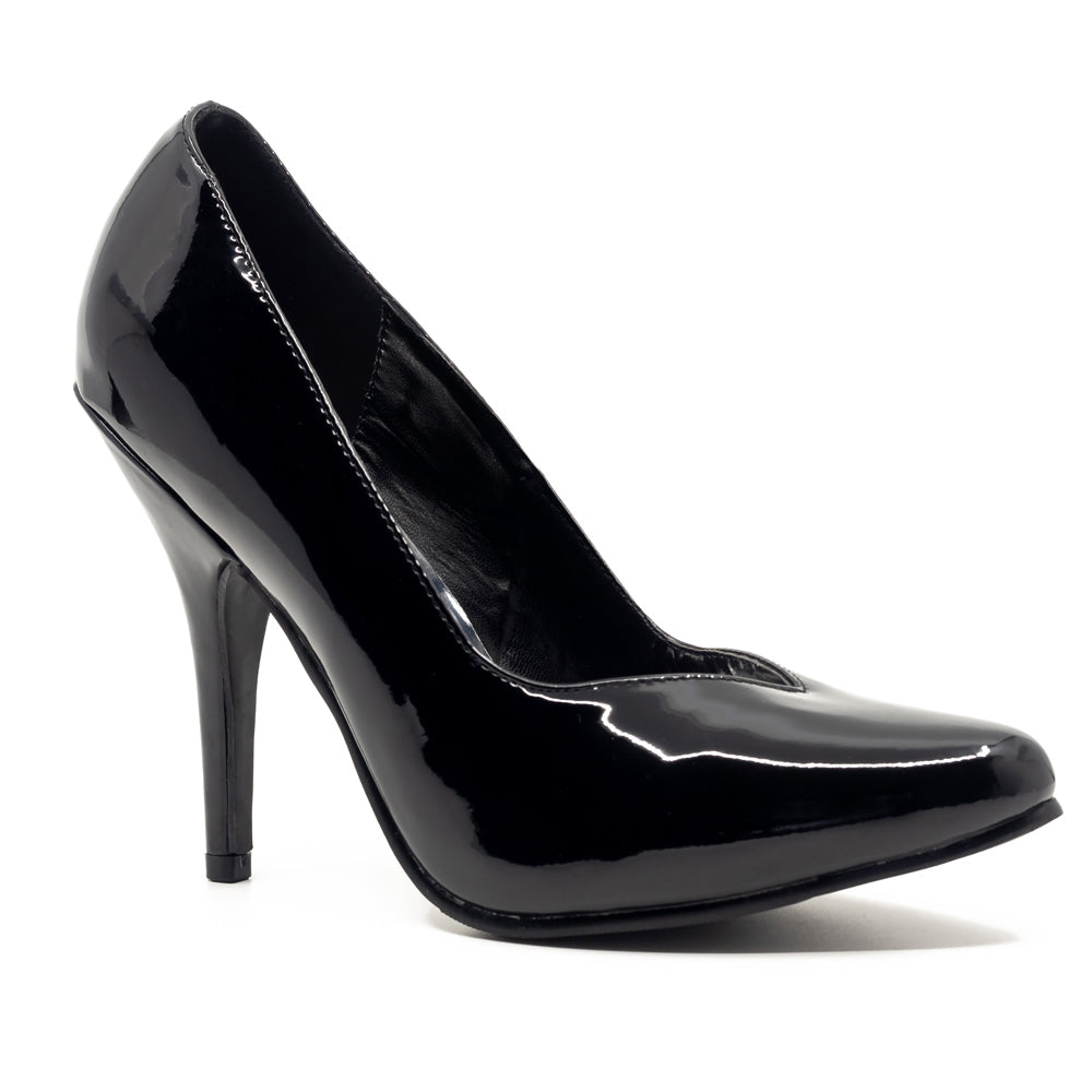 Ellie Shoes 5" Heel Patent Pump heels are sleek & simple w/ a 5" stiletto heel that goes w/ everything from office looks to lingerie. Black. (2)