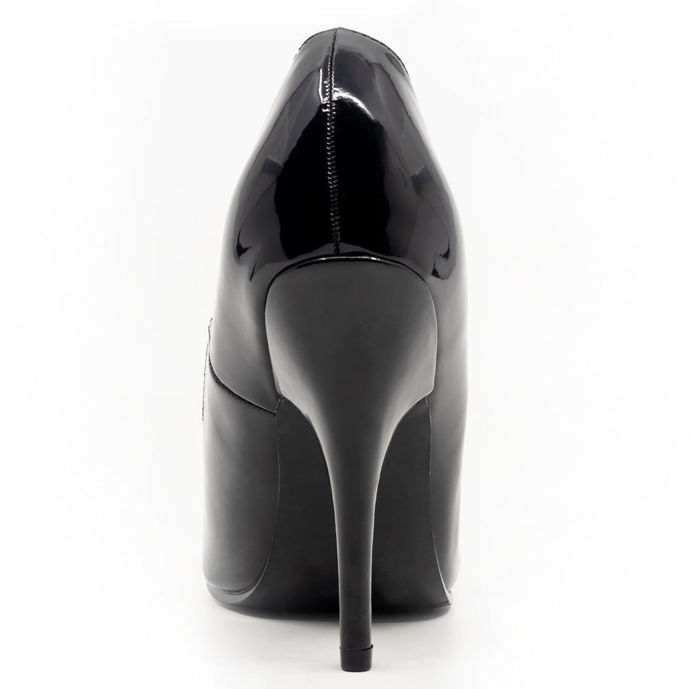 Ellie Shoes 5" Heel Patent Pump heels are sleek & simple w/ a 5" stiletto heel that goes w/ everything from office looks to lingerie. Black. (5)
