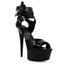 Ellie Shoes Athena 6" Stiletto Triple Strap Platform Sandal is inspired by gladiator shoes & has a 2" platform + 6" stiletto spike heel made from the same solid piece for a sturdier base. Black.