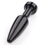 Elongated Tapered Metal Butt Plug With Round Gem has a gently tapered shape for smoother insertions & removals that's great for backdoor beginners. Black & purple. (2)