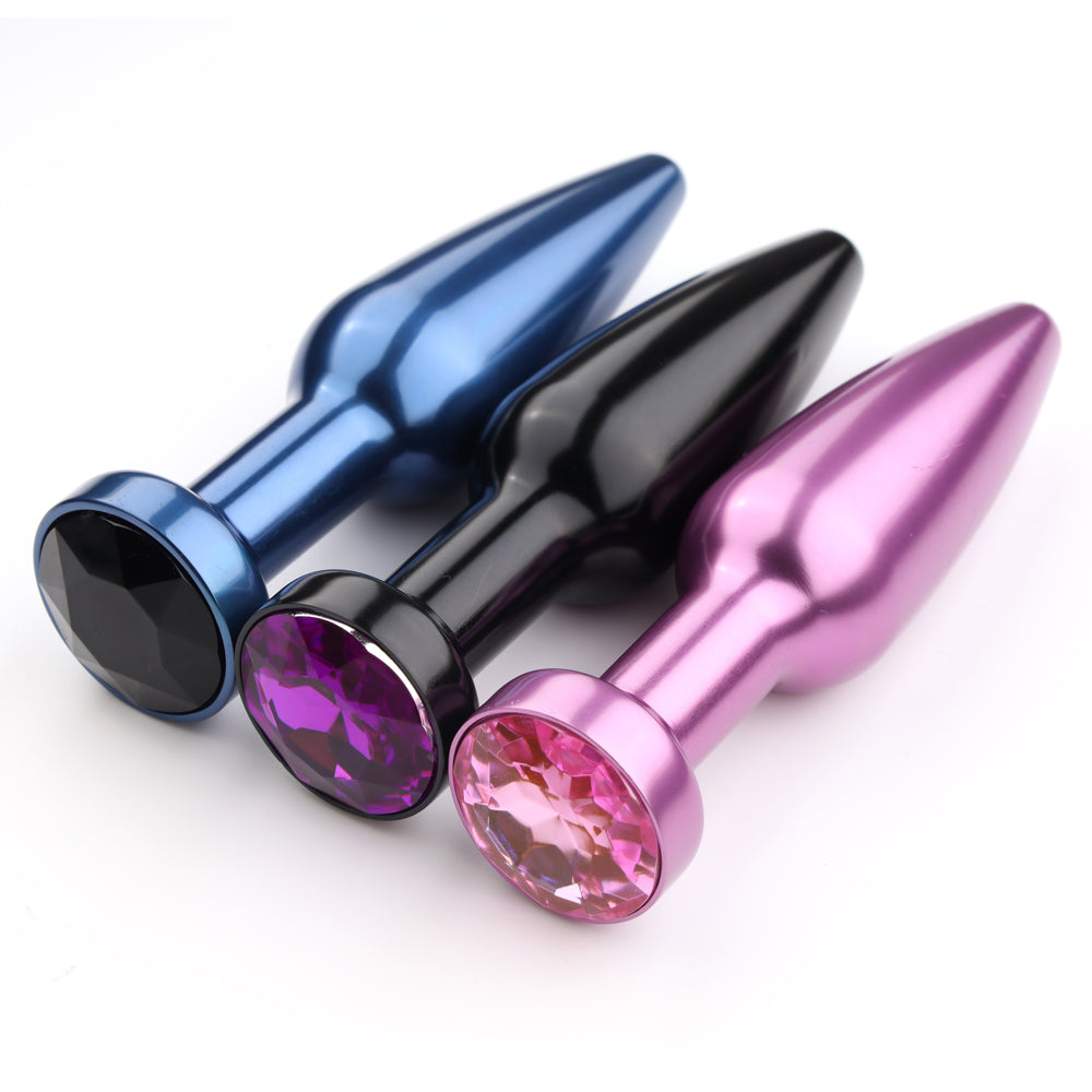 Elongated Tapered Metal Butt Plug w/ Round Gem For Beginners Sexyland Elongated Tapered Metal Butt Plug w/ Round Gem For Beginners Sexyland