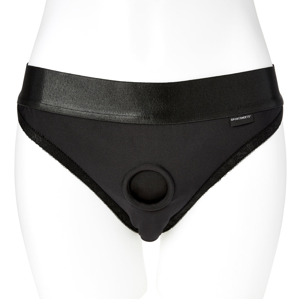 Sportsheets - Em.Ex. Active Harness Wear - Silhouette Harness - This crotchless bikini-cut jock-style strap-on harness holds dildos & personal bullet vibrators securely w/ the soft, stretchy fabric that also keeps you cool. 6