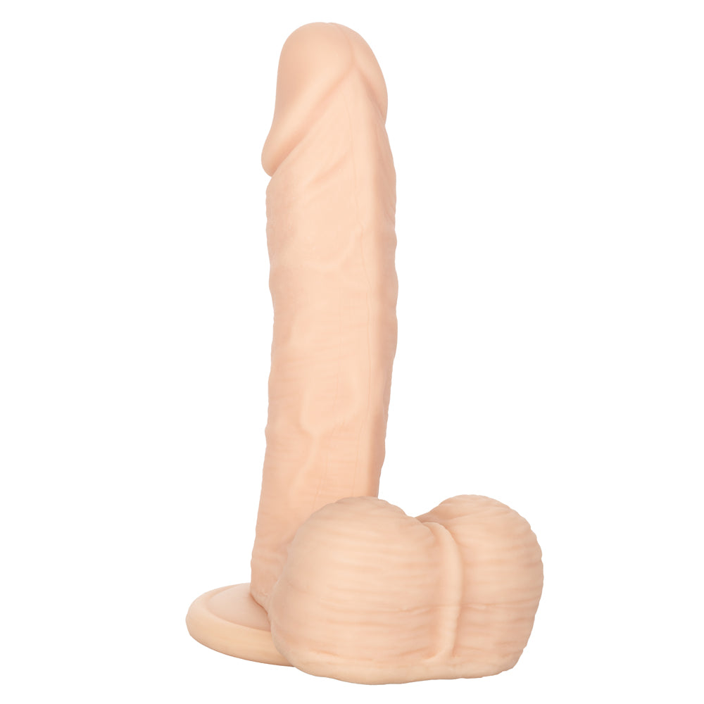 Emperor Ballsy 6" Dong - flexible dildo is made from Pure Skin material, with a realistic sculpted phallic head, veiny shaft & lifelike moveable testicles, suction cup base. Flesh