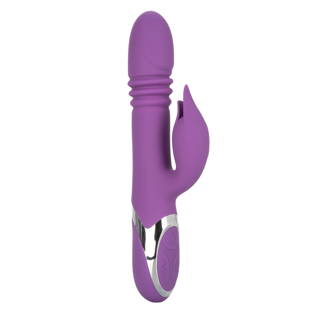 Enchanted Kisser - Thrusting Rabbit Vibrator -has 4 shaft rotation modes, 4 thrusting functions & 12 vibration functions to pleasure your G-spot & clitoris. Purple