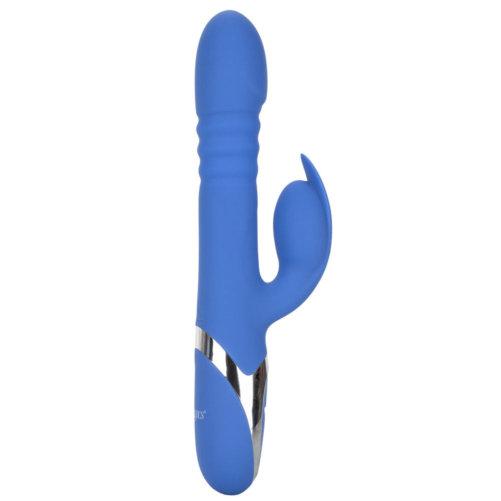 Enchanted Teaser - Thrusting Rabbit Vibrator - has 4 shaft rotation modes, 4 thrusting functions & 12 vibration functions to pleasure your G-spot & clitoris. Blue 2