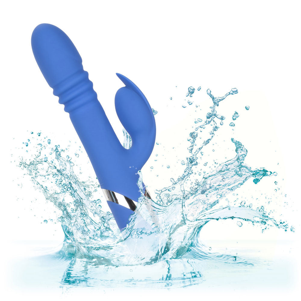 Enchanted Teaser - Thrusting Rabbit Vibrator - has 4 shaft rotation modes, 4 thrusting functions & 12 vibration functions to pleasure your G-spot & clitoris. Blue 6