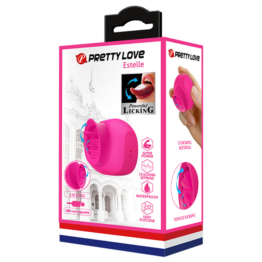 Pretty Love - Estelle - dual tongue-like stimulator with 12 speeds & patterns. rechargeable. pink, package