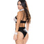 Exposed Dirty Deeds Sexy Maid Lace & Wet Look Lingerie Costume Set includes lace wrist cuffs & choker + a wet look & lace bralette + high-waisted panty that lets your skin peek through. (7)