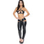 Exposed Liquid Onyx Wet Look Halter Bra & Cutout Pants includes an underwired halter bra w/ sexy cutouts & matching pants that reveal your navel, hips & rear in a hipster brief design. (6)