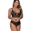 Exposed Modern Romance Black Mesh Bralette & Cutout Panty Set comes w/ an unlined longline bralette & triangle cutout panties to expose the perfect amount. (8)
