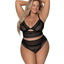 Exposed Modern Romance Black Mesh Bralette & Cutout Panty Set includes an unlined longline bralette & panties made from sheer black lace w/ triangle cutouts to expose the perfect amount of skin. (6)