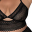 Exposed Modern Romance Black Mesh Bralette & Cutout Panty Set includes an unlined longline bralette & panties made from sheer black lace w/ triangle cutouts to expose the perfect amount of skin. (3)
