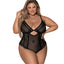  Exposed Modern Romance Black Mesh Cheeky Teddy has dotted patterns & scalloped trim for a sexy peekaboo effect. An underbust cutout & Brazilian-cut rear show the perfect amount. (5)