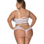 Exposed Modern Romance White Mesh Bralette & Cutout Panty Set includes a longline wire-free bra & hipster panties w/ scalloped hems & cutouts to expose the perfect amount. (7)