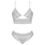 Exposed Modern Romance White Mesh Bralette & Cutout Panty Set includes a longline wire-free bra & hipster panties w/ scalloped hems & cutouts to expose the perfect amount. (8)