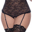 Exposed Ooh La Lace Black Cupless Crotchless Gartered Teddy - Curvy reveals your assets with its cupless, crotchless sheer design & has attached suspenders for wearing w/ thigh-high stockings. (4)
