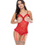 Exposed Ooh La Lace Red Cupless Crotchless Gartered Teddy is made from red floral lace & reveals your intimate assets w/ a cupless, crotchless design for quick access. (6)