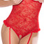 Exposed Ooh La Lace Red Cupless Crotchless Gartered Teddy is made from red floral lace & reveals your intimate assets w/ a cupless, crotchless design for quick access. (4)