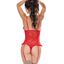 Exposed Ooh La Lace Red Cupless Crotchless Gartered Teddy is made from red floral lace & reveals your intimate assets w/ a cupless, crotchless design for quick access. (7)