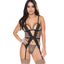 Exposed Purrfect Leopard Print & Lace Gartered Cutout Basque & Thong features X-shaped lace trim to highlight your bust + navel & has attached suspenders for wearing w/ thigh-highs. (6)