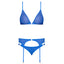 Exposed Sassy Cobalt Mesh Bra, Garter & Panty Lingerie Set includes a wire-free triangle bralette, a garter belt & bikini-cut panty in sheer blue mesh for a simplicity that lets your body shine. (8)