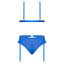 Exposed Sassy Cobalt Mesh Bra, Garter & Panty Lingerie Set includes a wire-free triangle bralette, a garter belt & bikini-cut panty in sheer blue mesh for a simplicity that lets your body shine. (9)