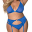 Exposed Sassy Cobalt Mesh Bra, Garter & Panty Lingerie Set comes w/ a wire-free triangle-cut bra, suspenders & bikini-cut panty in sheer blue mesh for a simple look that lets your body shine.