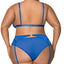 Exposed Sassy Cobalt Mesh Bra, Garter & Panty Lingerie Set comes w/ a wire-free triangle-cut bra, suspenders & bikini-cut panty in sheer blue mesh for a simple look that lets your body shine. (2)