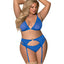 Exposed Sassy Cobalt Mesh Bra, Garter & Panty Lingerie Set comes w/ a wire-free triangle-cut bra, suspenders & bikini-cut panty in sheer blue mesh for a simple look that lets your body shine. (5)