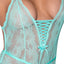 Exposed Seabreeze Sheer Lace & Mesh Halter Teddy is made from sheer mesh w/ delicate floral lace & functional corset ribbon lacing for a light & airy look. (3)