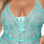 Exposed Seabreeze Sheer Lace & Mesh Halter Teddy is made from sheer mesh w/ floral lace & functional corset ribbon lacing for a light & airy look. (3)