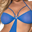 Exposed Sassy Cobalt Mesh Cutout Halter Chemise & G-String has a side cutouts & a strappy bust detail to flaunt your waist & cleavage w/ an O-ring to attach BDSM accessories. (3)