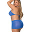 Exposed Sassy Cobalt Mesh Cutout Halter Chemise & G-String has a side cutouts & a strappy bust detail to flaunt your waist & cleavage w/ an O-ring to attach BDSM accessories. (7)