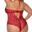 Exposed Halter Neck Lace Keyhole Teddy With Snap Crotch has a sheer bust & alluring cutouts at your navel + mid-back to keep onlookers' minds wandering. (6)
