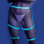 Fantasy Lingerie Buckle Up Glow In The Dark Leg Harness wraps you from waist to knee in adjustable glow-in-the-dark neon blue straps w/ O-rings for attaching BDSM accessories. (2)