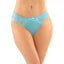 This sexy underwear features delicate patterned lace, sheer mesh & a cute bow + a crotchless design to present to your lover. Turquoise.