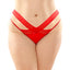 Fantasy Lingerie Daphne Brazilian Cutout Crossover Panties show off your curves with an alluring criss-cross patterned lace detail that has hip cutouts. Red.