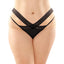 Fantasy Lingerie Daphne Brazilian Cutout Crossover Panties show off your curves with an alluring criss-cross patterned lace detail that has hip cutouts. Black.